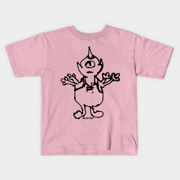 One Eyed Monster w Unihorn Sees All Feels All Kids T-Shirt by Glitch